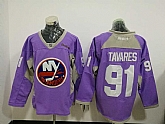 New York Islanders #91 John Tavares Purple Hockey Fights Cancer Night Reebok Stitched Jersey,baseball caps,new era cap wholesale,wholesale hats
